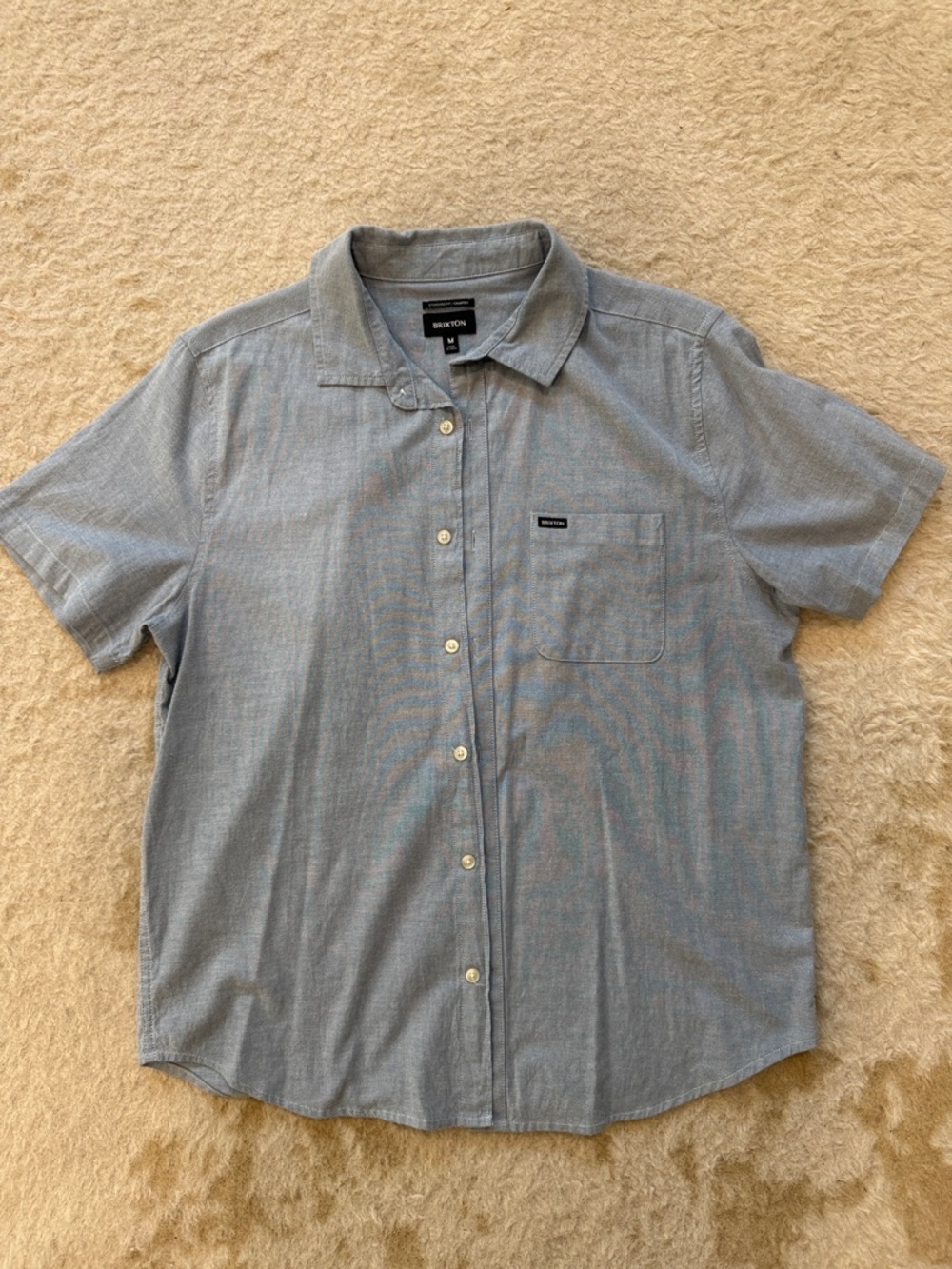 Brixton Short-Sleeve Casual Button-Down Shirt in Light Blue